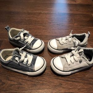 Two pairs TODDLER All Star Converse slip on sneakers